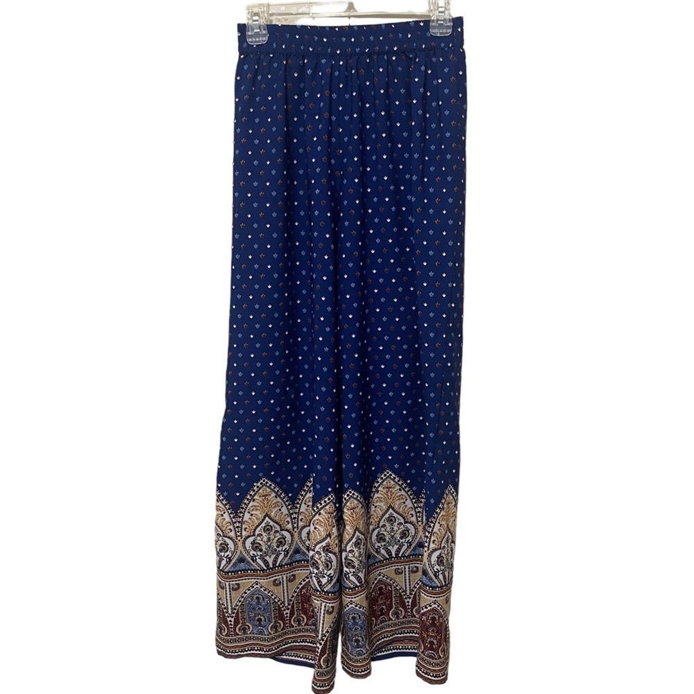 Boho Pullon wide leg pants Medium elastic waist comfort bohemian - Picture 1 of 9